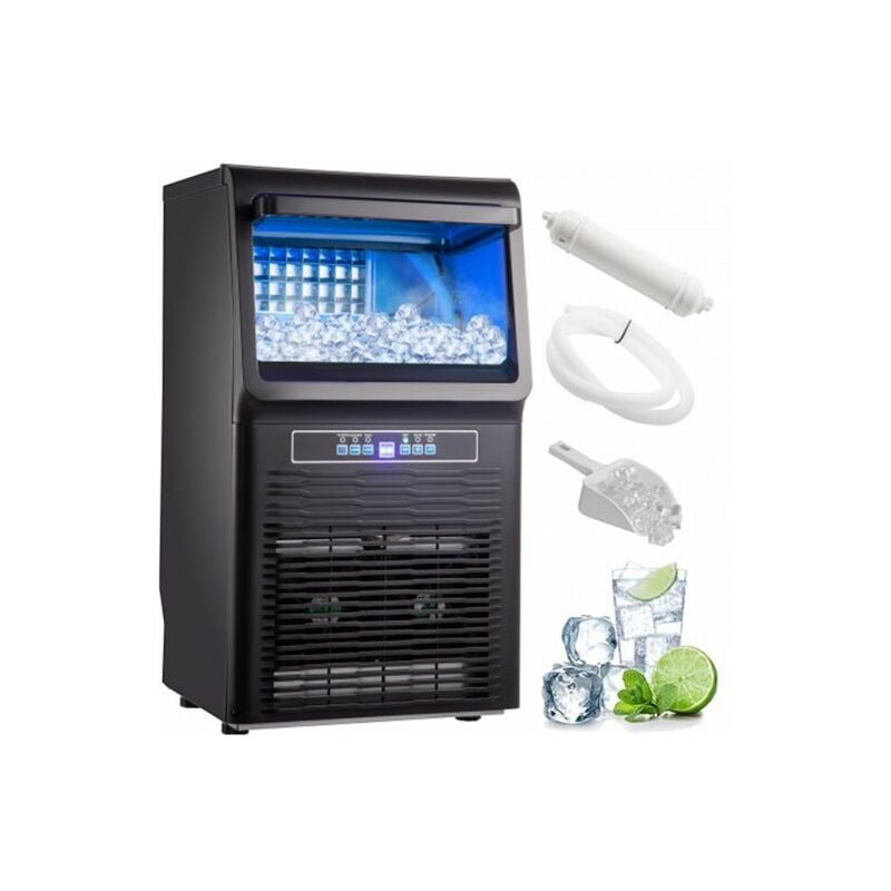 ME - Machine à Glaçons Comptoir Professionnelle Hôtel Restaurant Bar Famille 24h/24 Fabrication 31.75Kg/24H Stockage 5Kg Eclairage led 350w