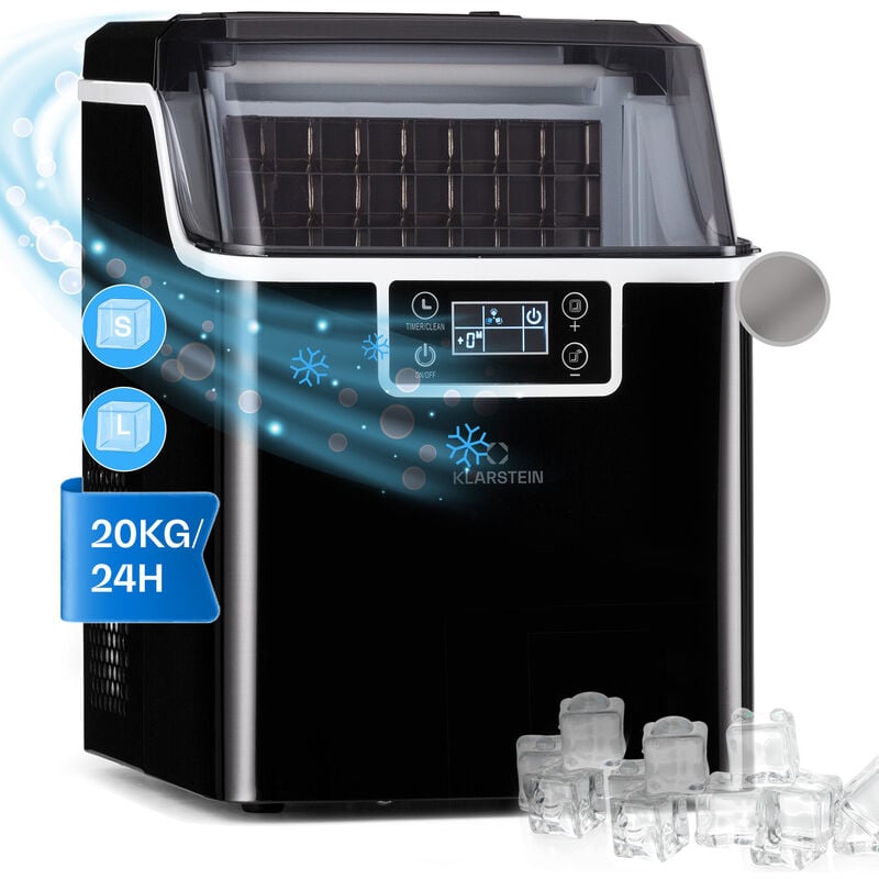 Klarstein - Machine à glaçons chios - 20 kg/24h - auto-clean - 3,2 l - noir