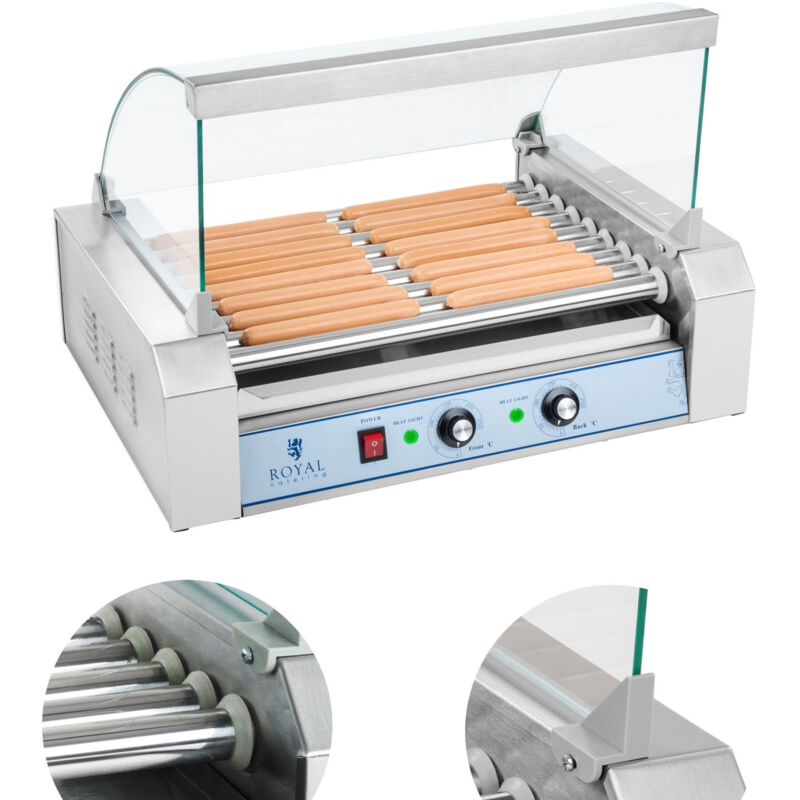 Royal Catering - Machine à Hot Dog Hotdog Maker Appareil à Hot Dogs f Inox 1800W 9 Rouleaux