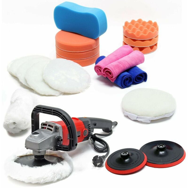 Helloshop26 - Machine à polir meuleuse set 21 pieces 1200 watts 3000 t/min max appareil de polissage polisseuse