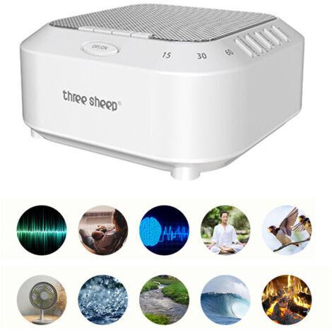 Machine sonore rechargeable USB avec 28 sons naturels, veilleuse douce et 3 minuteries – Design compact 10,9 cm, idéal pour dormir, relaxation et concentration