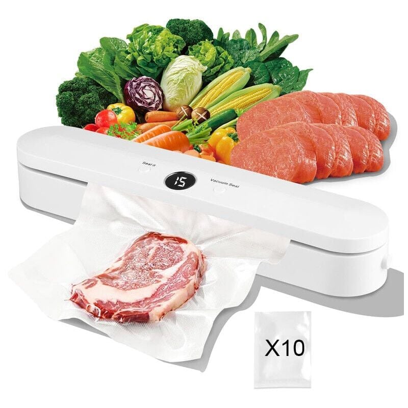 SNQ - Machine Sous Vide, Machine Sous Vide Alimentaire, Compris 10pcs Sacs et pour Aliments, Viandes, Nourriture Sèche, Humide et Fraîche,