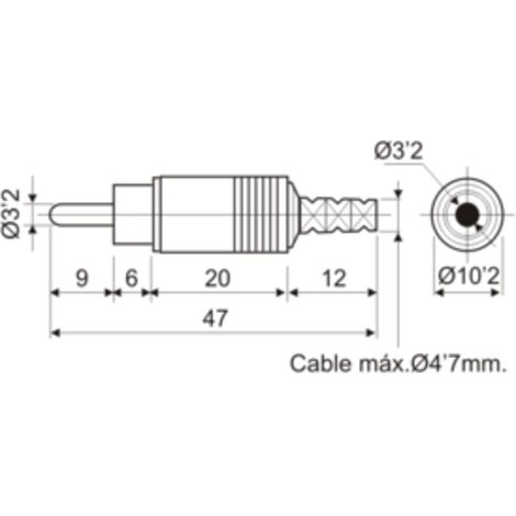 Macho coaxial RCA para cable RG58 Electro DH. Color Amarillo 10.588/DH/AM 8430552082346