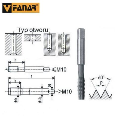 Machos de roscar manuales Fanar, 2 piezas, NGMM2, 300x050 HSS