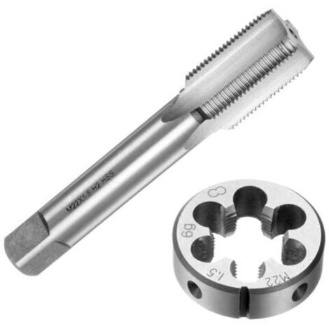 Machos y terrajas métricos M22 x 1,5, herramientas de roscado y aterrajado, juego de machos y terrajas para reparar roscas de tuercas y tornillos