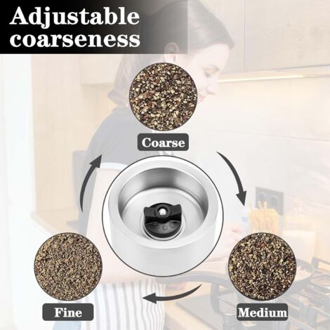 Macina sale e pepe manuale 5 in 1, macinatura regolabile, macina spezie manuale con spazzola per la pulizia, macina in ceramica per picnic, barbecue e viaggi