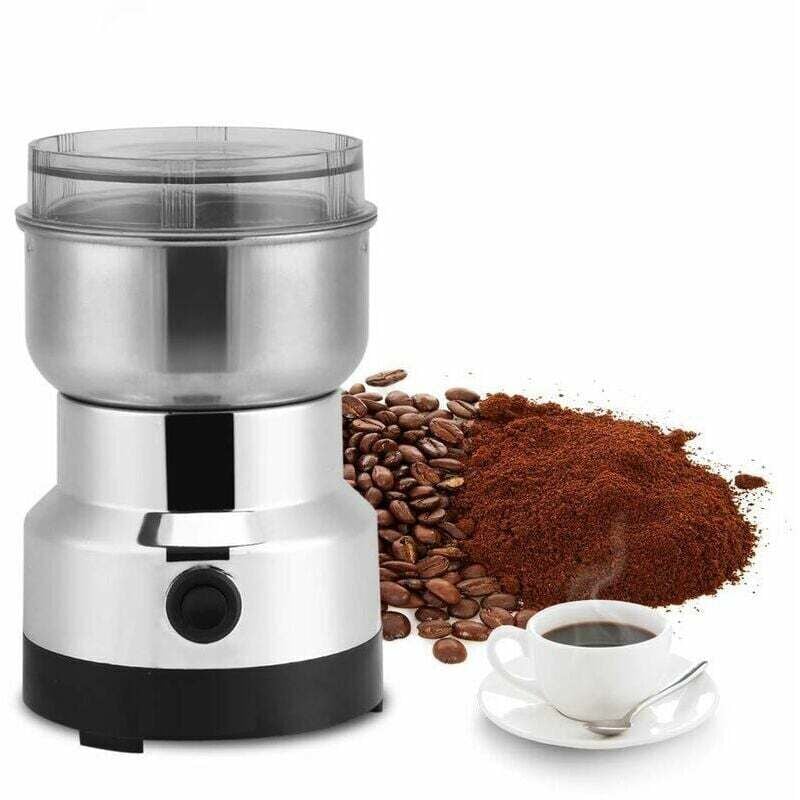 Image of Macinacaffè elettrico da 220 V, macinacaffè per chicchi di caffè, macinacaffè in acciaio inossidabile, macinacaffè elettrico e frullatore per chicchi