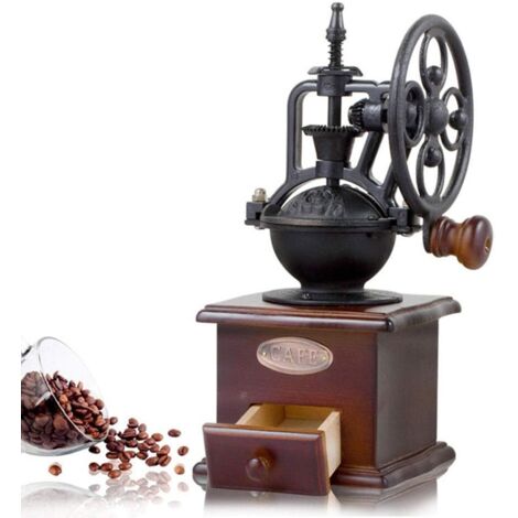 Macinacaffè, macinacaffè manuale in legno in stile vintage, classica pressa francese con spazzola