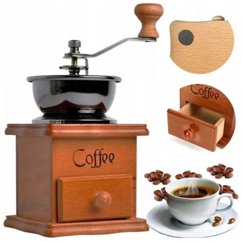 Macinacaffè manuale in legno di pino di alta qualità