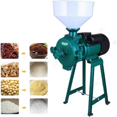Macinino elettrico per alimenti commerciali, macinino per erbe aromatiche, con imbuto, per grano, polvere secca, riso e mais , con potenza di 2200 Watt