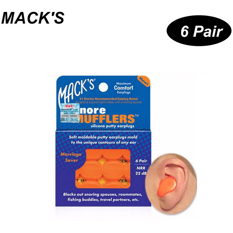 

Mack 6 pares anti-ruido de tapones para los oidos de silicona, resistente al agua Natacion Tapones Proteccion Auditiva, Naranja