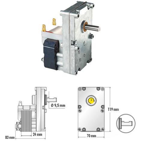 Mack4seasons Bcz modello 504 Motoriduttore Stufa a Pellet 1,6 rpm ø Albero  8.5 mm Prisma