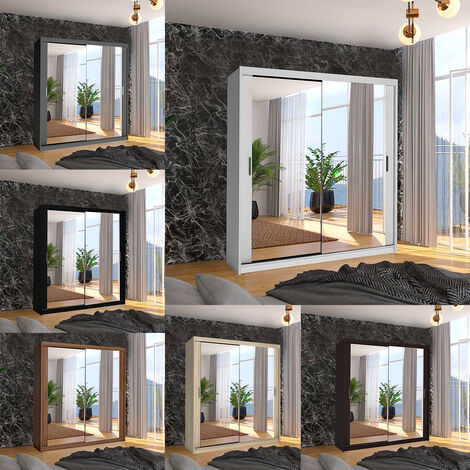 Macka Modern Sliding Mirror Door Wardrobe 120cm-White