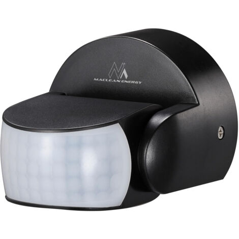 MACLEAN DÉTECTEUR DE MOUVEMENT PIR, INFRAROUGE, IP65, NOIR, PORTÉE 12M, CHARGE MAX. 600/1200W, MCE468 B