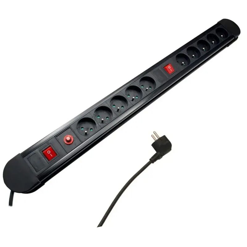 Maclean energy MCE10 block multiprises 10 slots avec 2 interrupteurs