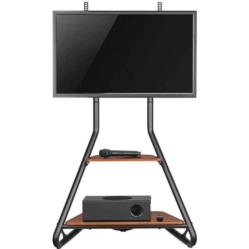 Mac Lean - Meuble tv d'angle autoportant Maclean MC-455 de style Bauhaus, support tv autoportant à deux niveaux, en bois, capacité de charge jusqu'à