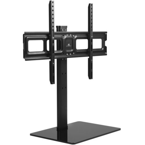 Maclean MC-386 Support TV universel pour meuble, commode, table, bureau, 32" - 75" 40 kg VESA 35° rotatif en verre trempé, hauteur TV réglable, revêtement en poudre