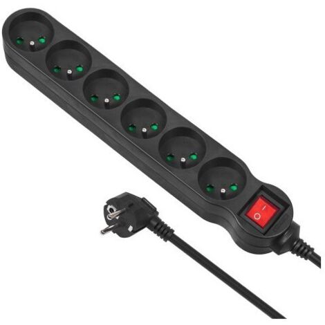 Maclean MCE225 presa multipla 1,5 m 6 prese CA Interno Nero