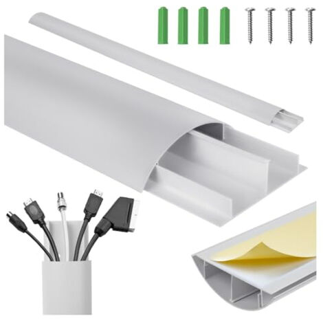 MACLEAN PASSE-CÂBLES EN ALUMINIUM 750 X 62 X 20 MM PROFIL SEMI-CIRCULAIRE POUR HDMI AUDIO LAN ACCESSOIRES DE MONTAGE INCLUS