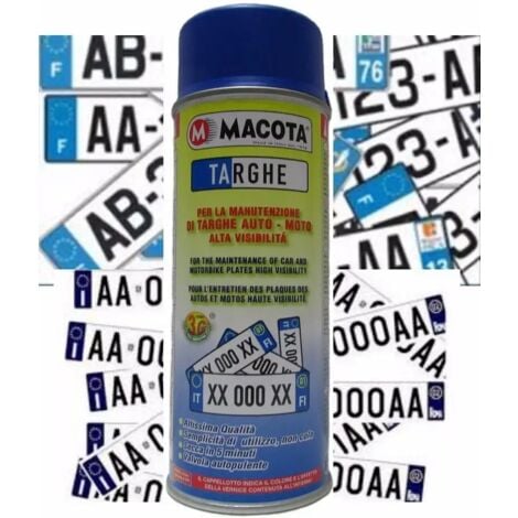 MACOTA Blu Targhe Vernice Spray 400ml Pittura Tuning Targa Auto Colore Blu