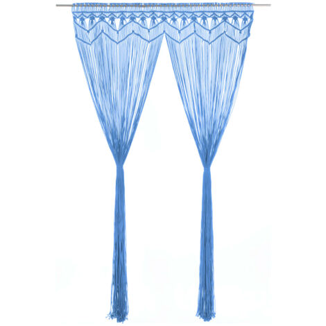 Macrame Curtain Blue 140x240 cm Cotton vidaXL