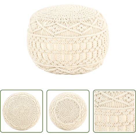 Macramé -  Pouf Lavorato a Mano in Macramé 45x30 cm in Cotone