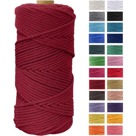 Macrame Rope 4mm x 100m Cotton Macrame Yarn Natural Twine Cord DIY Strings for Wall Hangings, Dream Catcher Weaving, Plant Hanging Decorations (Wine Red)-