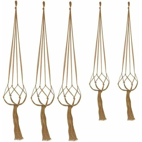 Macrame Sospensione Macramè Plant Pot per Pianta Sospensione Coperta Pianta Corda Solida Corda di Cotone per Palloncino Indoor Giardino Decorazione Vaso per Fiori, 89 cm,105cm,5 Pix
