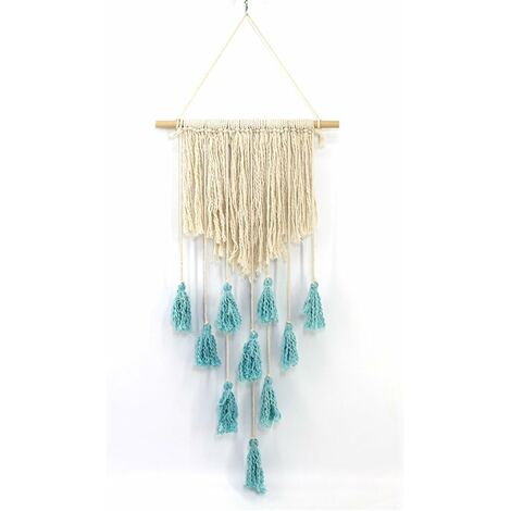Macramé tenture murale tapisserie tissé bohème décoration murale décoration de la maison géométrique mur Art décor 90x45 cm LangRay