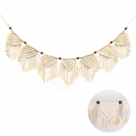 Macramé tissé gland tissé petit drapeau décoration murale de la maison - décoration murale chic appartement dortoir salon chambre art mural décoratif，HANBING