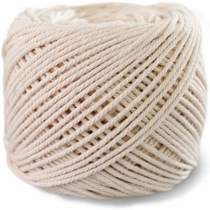 Hoopzi - Macrame yarn 4 ply natural cotton yarn (3mm x 100m), soft cotton rope, cotton cord for diy, plant hangers, wall hanging, knitting,