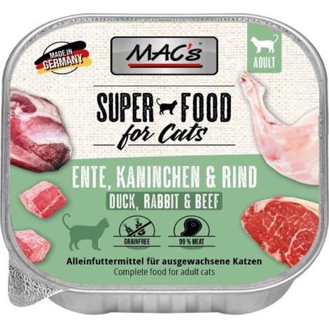 MAC's Katze  SUPERFOOD  Schale 100 g – Ente, Kaninchen, Rind 100 g