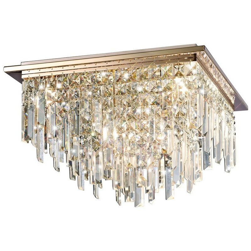 

Inspired Diyas - Maddison - FlushFlush Ceiling Square 6 luces G9 Rose Gold, Crystal