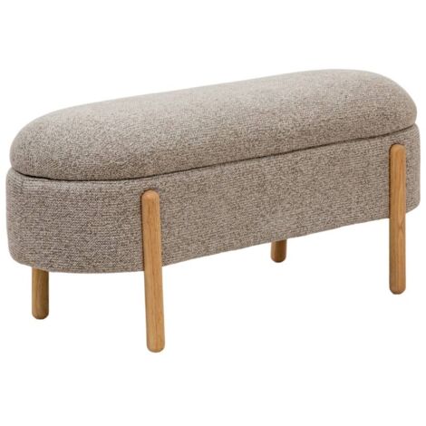 Made In Meubles – Banc en bois de pin et tissu bouclette gris clair – Dimensions 108 x 41 x 48 cm – Style contemporain pour entrée ou chambre
