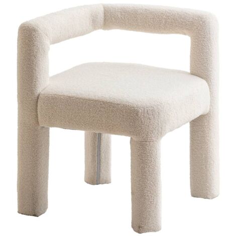 Made In Meubles – Chaise d'angle en tissu bouclette blanc – Dimensions 66x53x54 cm – Conçue pour optimiser l'espace – Confort moderne et élégant