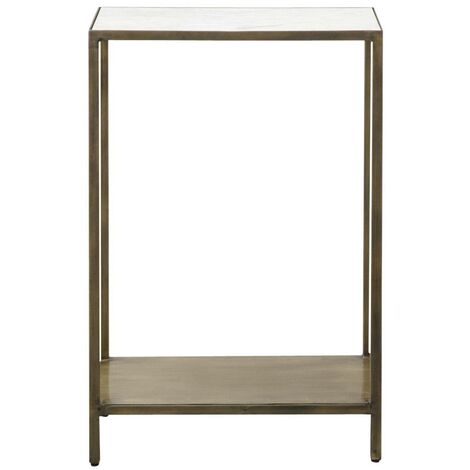 Made In Meubles – Console industrielle en métal laiton et marbre – Double plateau 82x51x25 cm – Idéale pour décoration et rangement