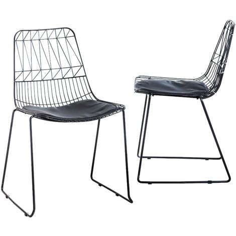 Made In Meubles – Lot de 2 chaises en métal noir – Hauteur d'assise 45 cm – Dimensions 82x54x60 cm – Design moderne pour intérieur contemporain