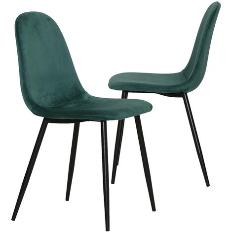 Made In Meubles – Lot de 2 chaises scandinaves en velours vert – Design avec pieds compas en métal noir – Dimensions 87 x 43 x 53 cm