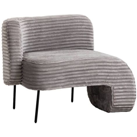 Made In Meubles – Méridienne en velours côtelé gris – Dimensions 75x95x62 cm – Design contemporain avec pieds en métal noir – Pour coin détente moderne