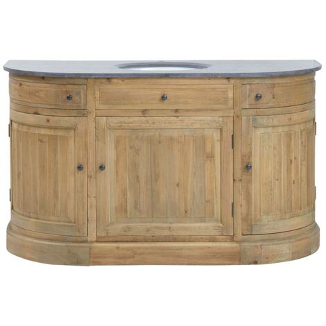 Made In Meubles – Meuble sous vasque en bois recyclé – 3 portes et 2 tiroirs – Vasque intégrée – Dimensions 85x146x60 cm
