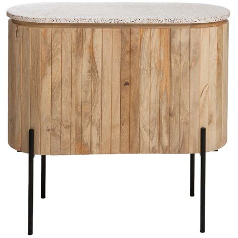 Made In Meubles – Meuble sous vasque simple en bois de manguier et terrazzo – Dimensions 80x88x35 cm – Entretien facile avec chiffon doux