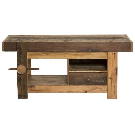 Made In Meubles – Meuble TV en bois recyclé vintage 130x47cm – Finitions vieillies – Niche et tiroir pour rangement – Livraison standard