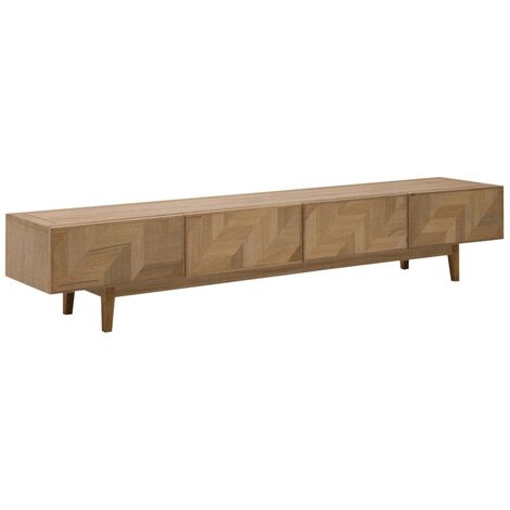 Made In Meubles – Meuble TV en chêne 210x40 cm – 4 tiroirs avec motifs chevrons – Design élégant pour grands intérieurs – Stabilité et robustesse