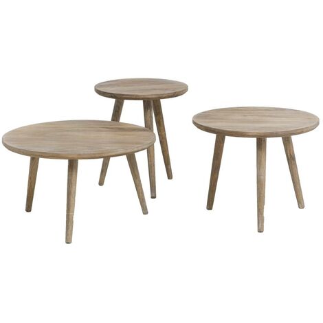 Made In Meubles – Table basse gigogne en bois de manguier – Ensemble de 3 tables – Dimensions 44x60x60 cm – Idéal pour petits espaces