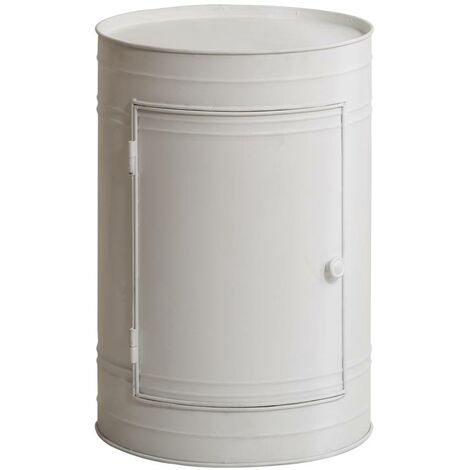 Made In Meubles – Table de chevet en métal blanc Meryl – Style industriel – Dimensions 60x40x40 cm – 1 tiroir – Design original et unique