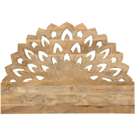 Made In Meubles – Tête de lit lotus en bois de manguier sculpté 160 cm – Design vintage sculpté – Dimensions 110.5 x 160 x 3 cm – Livrée montée