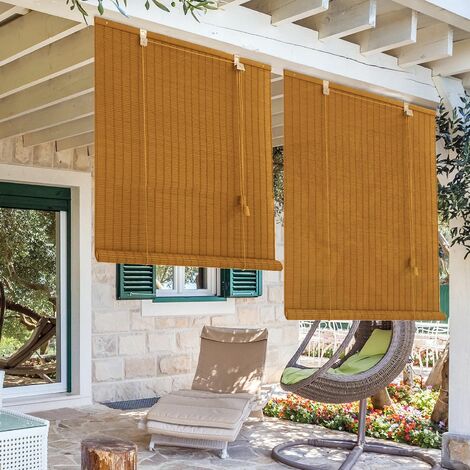 Store enrouleur tamisant bois tissé blanc H.180 x l.60cm Ballauff
