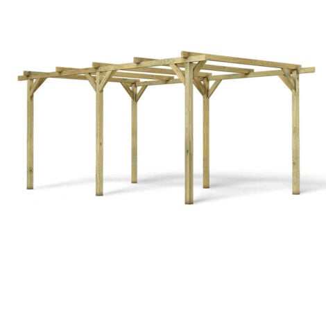 MADEIRA- Carport en bois traité autoclave, 1 voiture, 15.36 m² - pergola en pin sylvestre- arche de jardin en bois - qualité garantie- 300 X 512cm, Hauteur 231 cm- Henri