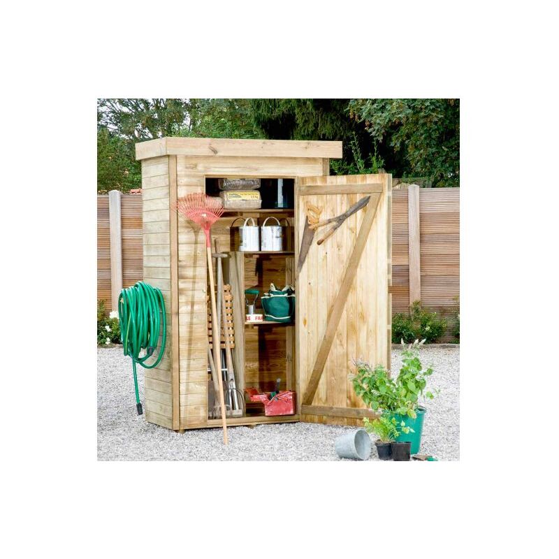 Madeira Rangement Grande Armoire De Jardin Pin Sylvestre Remise Pour Outils 3 Etageres Bois Traite Autoclave Abris De Jardin Toiture Plate En Feutre Bitumeux L130x L 69xh 200 Cm 0 72 M Theo