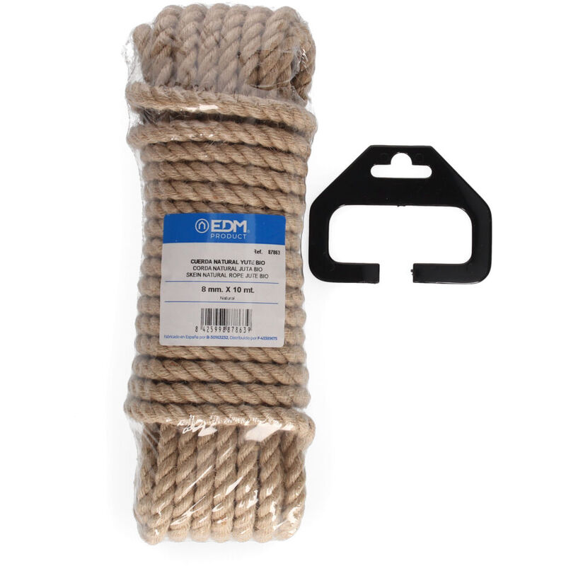 

Madeja 10 mt. cuerda natural yute bio. 3 cabos. calibre 8 mm - EDM